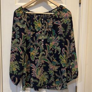 Chaps Women’s Navy Paisley Top Size L